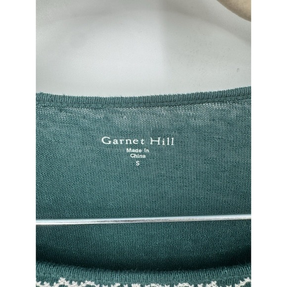 Garnet Hill Organic Linen Mabel Top Women Small Green Embroidered Bohemian - Picture 4 of 10